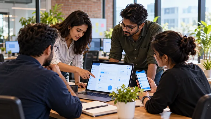 Developers and a business user testing a custom application built on the ERPNext platform