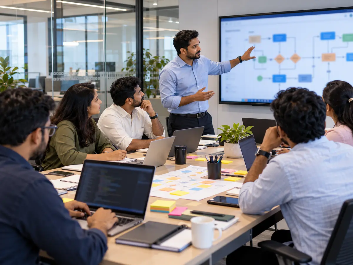 ERPNext consultants and developers running a process workshop with a client team
