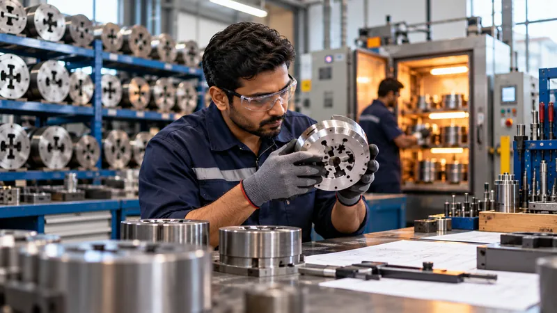Die maker inspecting an extrusion die in the tool room