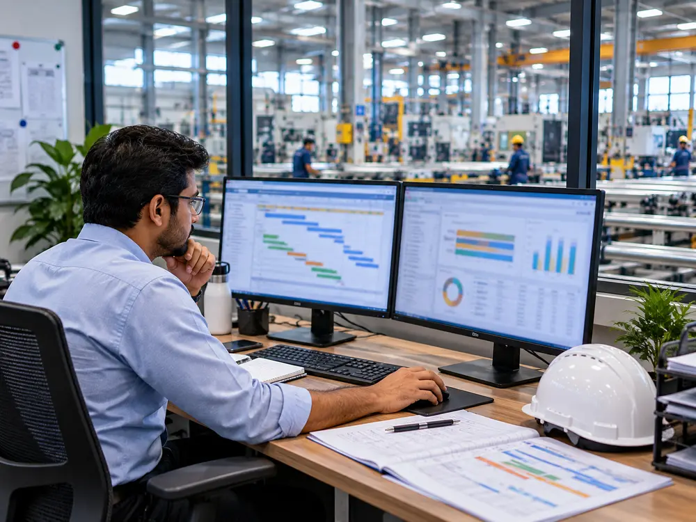 Production planner scheduling factory capacity in a manufacturing ERP